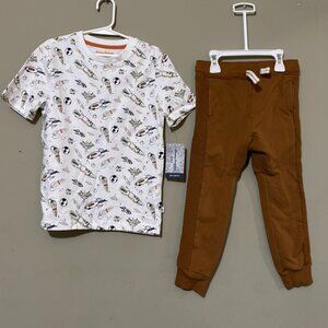 2pc Tommy Bahama Boys White Rocket Spaceship Shirt Sweatpants Outfit Size 5/6